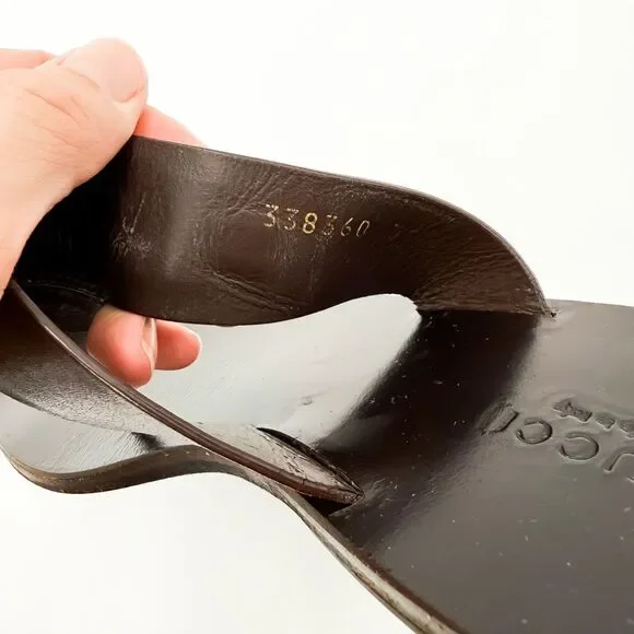 Gucci Horsebit Sandals Flat Slides Brown Leather EU 38 US 8 - Picture 13 of 13